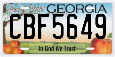 GA license plate CBF5649