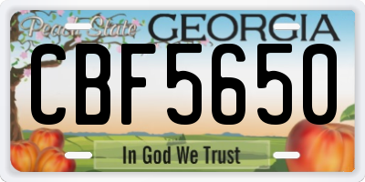 GA license plate CBF5650