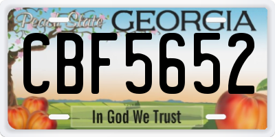 GA license plate CBF5652