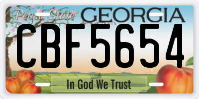 GA license plate CBF5654
