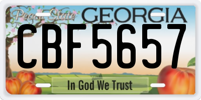 GA license plate CBF5657