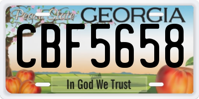 GA license plate CBF5658
