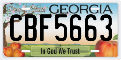 GA license plate CBF5663