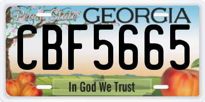 GA license plate CBF5665
