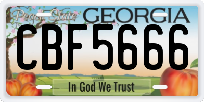 GA license plate CBF5666
