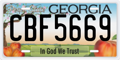 GA license plate CBF5669