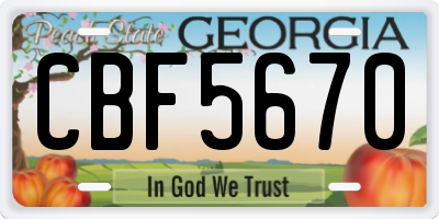 GA license plate CBF5670