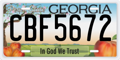 GA license plate CBF5672