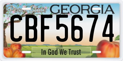 GA license plate CBF5674