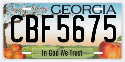 GA license plate CBF5675