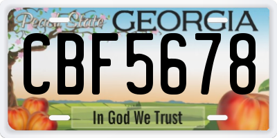 GA license plate CBF5678