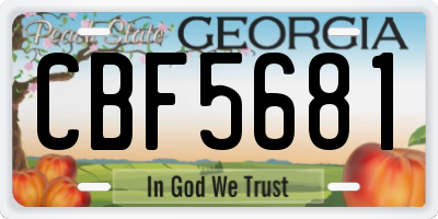 GA license plate CBF5681