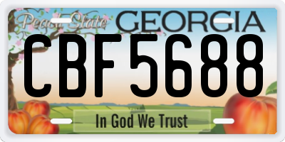 GA license plate CBF5688