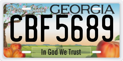 GA license plate CBF5689