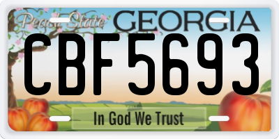 GA license plate CBF5693