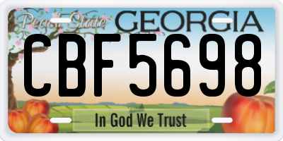 GA license plate CBF5698