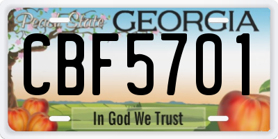 GA license plate CBF5701