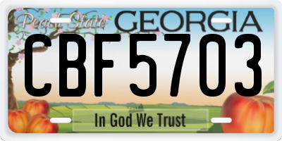 GA license plate CBF5703