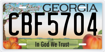 GA license plate CBF5704