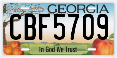 GA license plate CBF5709