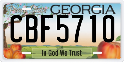 GA license plate CBF5710