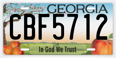 GA license plate CBF5712
