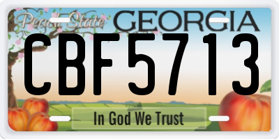 GA license plate CBF5713