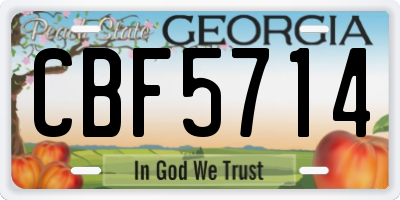 GA license plate CBF5714