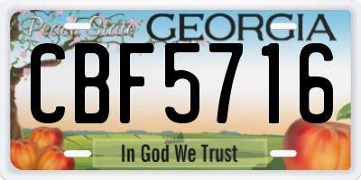 GA license plate CBF5716