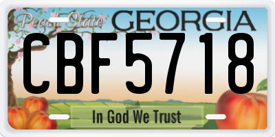 GA license plate CBF5718