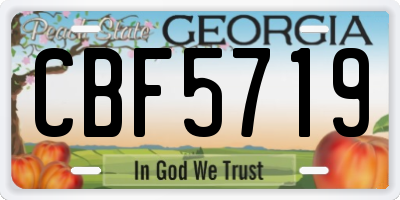 GA license plate CBF5719