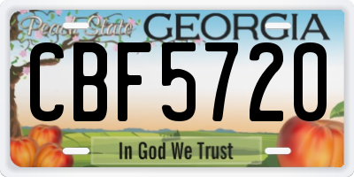 GA license plate CBF5720