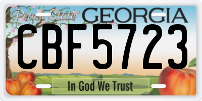 GA license plate CBF5723
