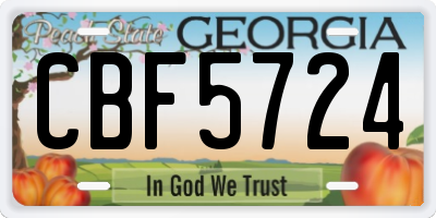GA license plate CBF5724