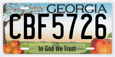 GA license plate CBF5726