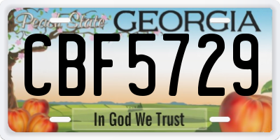 GA license plate CBF5729