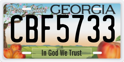 GA license plate CBF5733