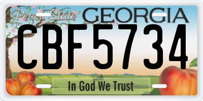 GA license plate CBF5734