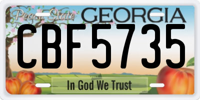 GA license plate CBF5735