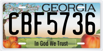 GA license plate CBF5736