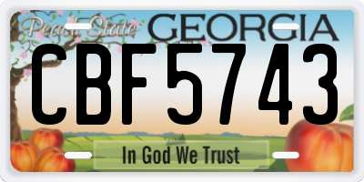 GA license plate CBF5743