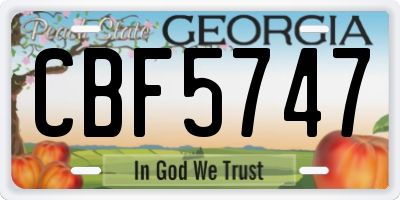 GA license plate CBF5747