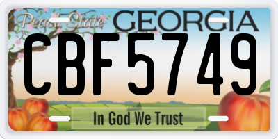 GA license plate CBF5749