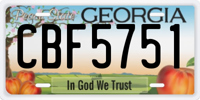 GA license plate CBF5751