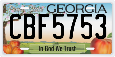GA license plate CBF5753