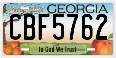 GA license plate CBF5762