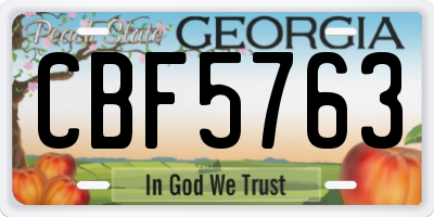 GA license plate CBF5763