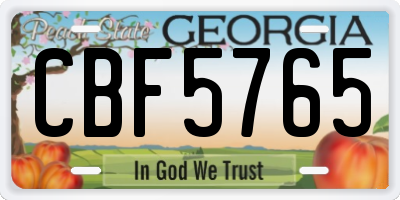 GA license plate CBF5765