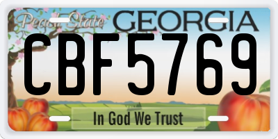 GA license plate CBF5769