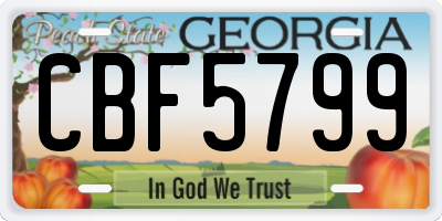 GA license plate CBF5799